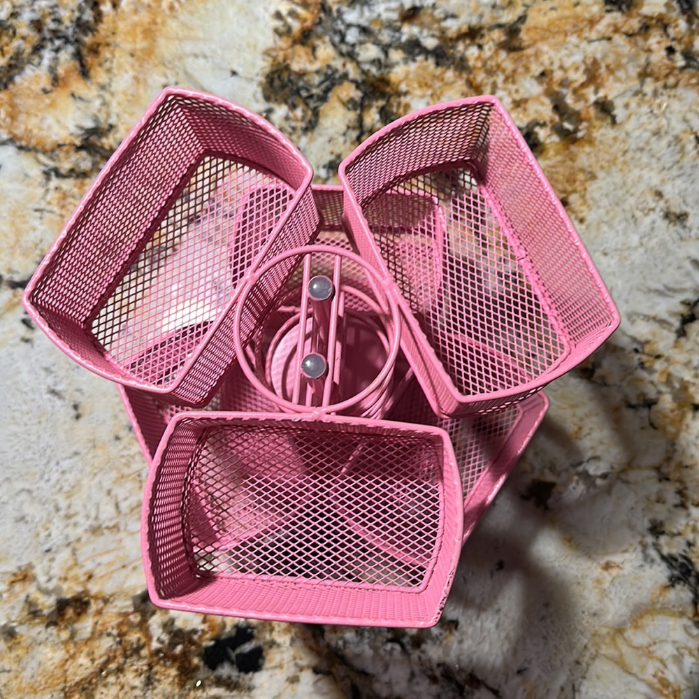 ✅! Pink ROTATING makeup/metal caddy/storage. 6 sections. 2 levels. - Picture 3 of 9